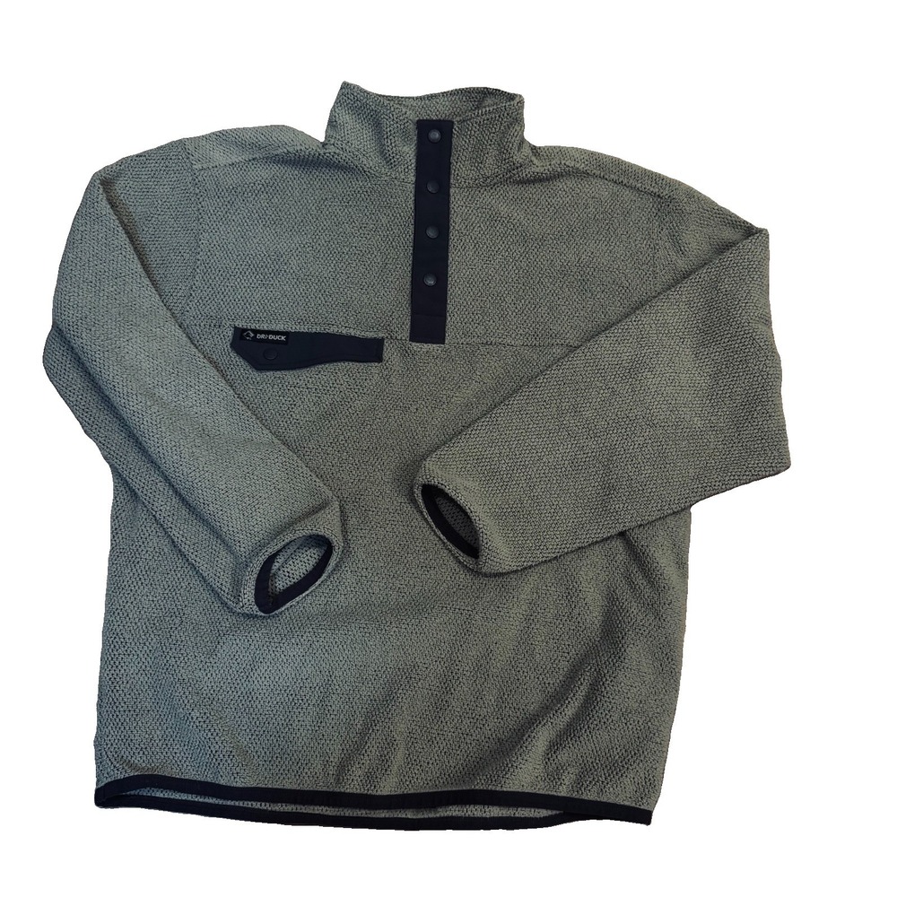 Men's Dri-Duck Pullover Green Sherpa Mountain Fleece 1/4 Snap Moss Size Large